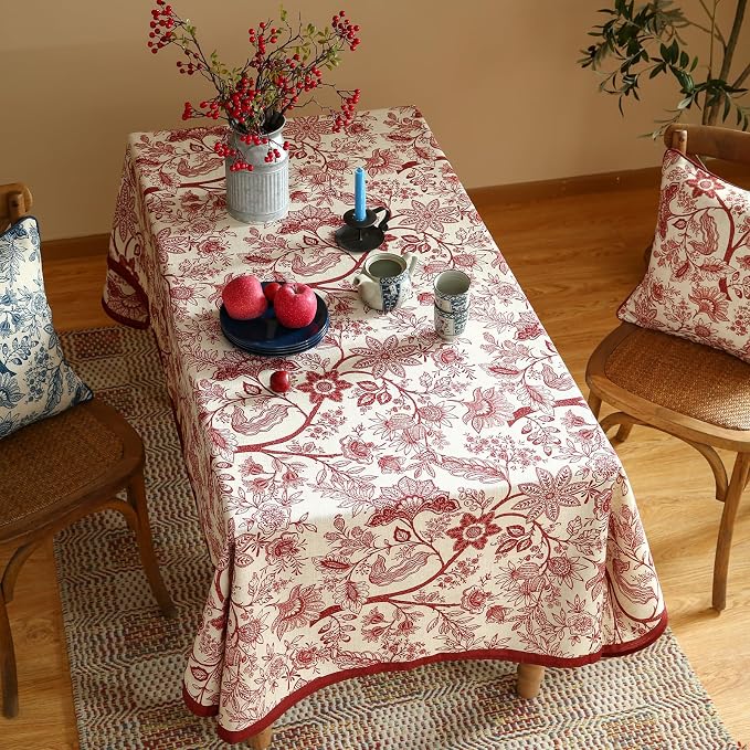 ISAENNE Designer French Linen Long Rectangle Tablecloth, Durable Home Decor - Image 9