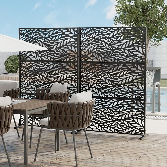Casaphoria 72" H x 45" W Metal Privacy Screen, 2 Pack Outdoor Freestanding - Image 2