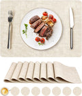 Vinyl Placemats Set of 8, Faux Leather Waterproof and Heat Resistant Place Mats by NCUE