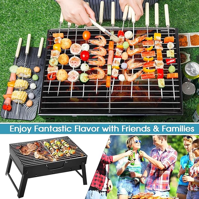 Folding Portable Barbecue Charcoal Grill, Barbecue Desk Tabletop Outdoor - Image 2
