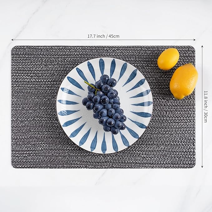 POLYTE Indoor/Outdoor Washable Woven Vinyl Table Dining Placemats - Image 4
