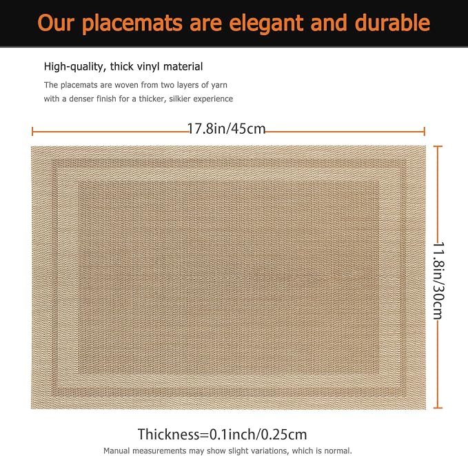 Placemats Set of 12 Washable& Wipeable Placemats - Image 3