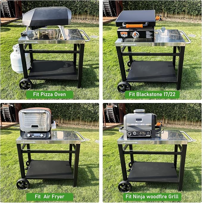34x21IN Outdoor Grill Table, Grill Stand Cart - Image 5