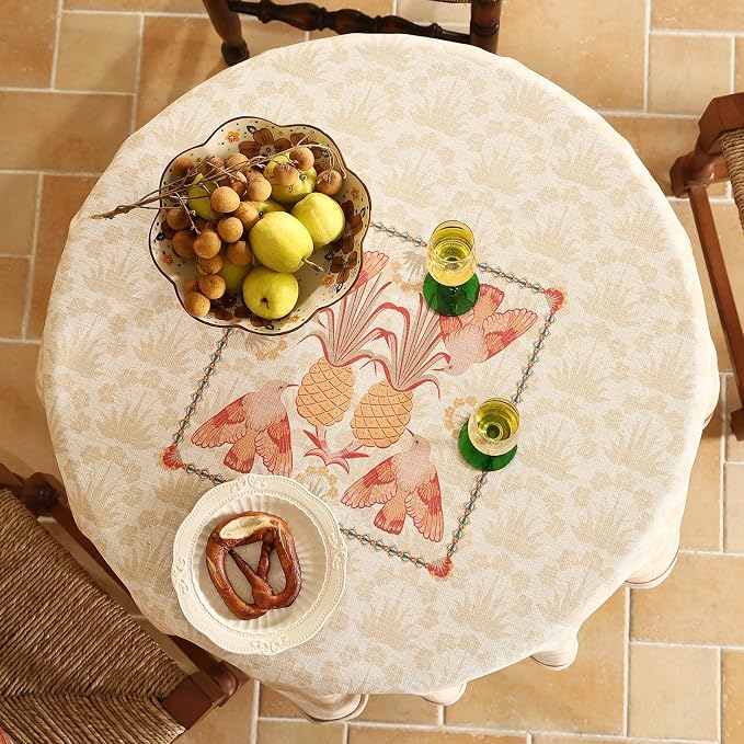 patdrea Designer Vintage Small Round Table Cloth, French Tropical Style - Image 6