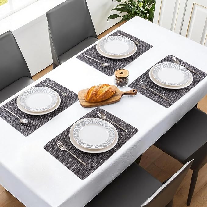 POLYTE Indoor/Outdoor Washable Woven Vinyl Table Dining Placemats - Image 6