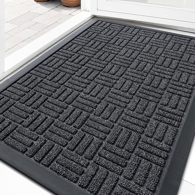 OLANLY Front Door Mat Outside Entrance 33x21, Heavy Duty Sturdy Natural Rubber by OLANLY