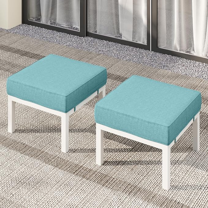 Solaste Outdoor Footstools Patio Ottoman Set of 2, Aluminum All-Weather Outdoor by Solaste