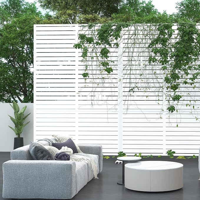 Metal Privacy Screen Outdoor 72" H×47" W, Freestanding Decorative Privacy Screen - Image 3
