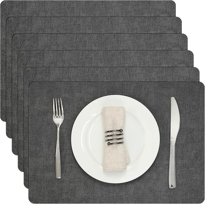 Myir JUN Placemats Dual Sided, Faux Leather Place Mats Set of 6 Indoor by MyirJUN