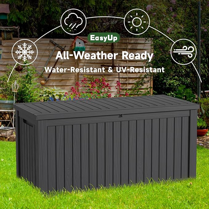 EasyUp 200 Gallon Outdoor Storage Box Waterproof, UV Resistant Resin Deck Box - Image 6