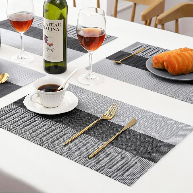 Leetaltree Grey with White Striped Placemats Set of 4 - Image 8