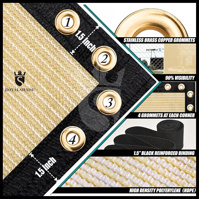 Royal Shade Custom Size 4' x 197' Beige Fence Privacy Screen Windscreen Cover - Image 5