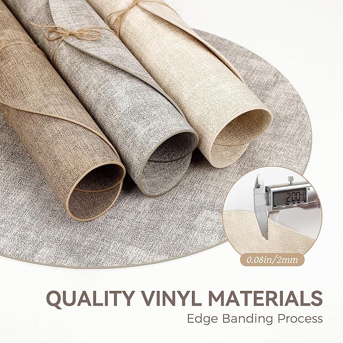13" Round Placemats Set of 12, Reversible Faux Leather Heat Resistant Table Mats - Image 5