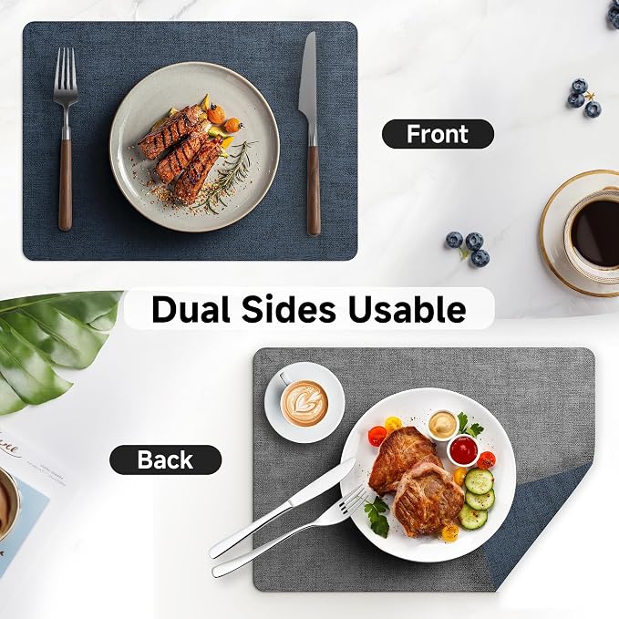 Faux Leather Vinyl Placemats Set of 4 Wipeable Heat Resistant Place Mats 100% - Image 6