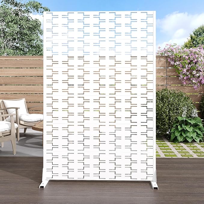 Casaphoria Metal Privacy Screen Outdoor, Square White by Casaphoria