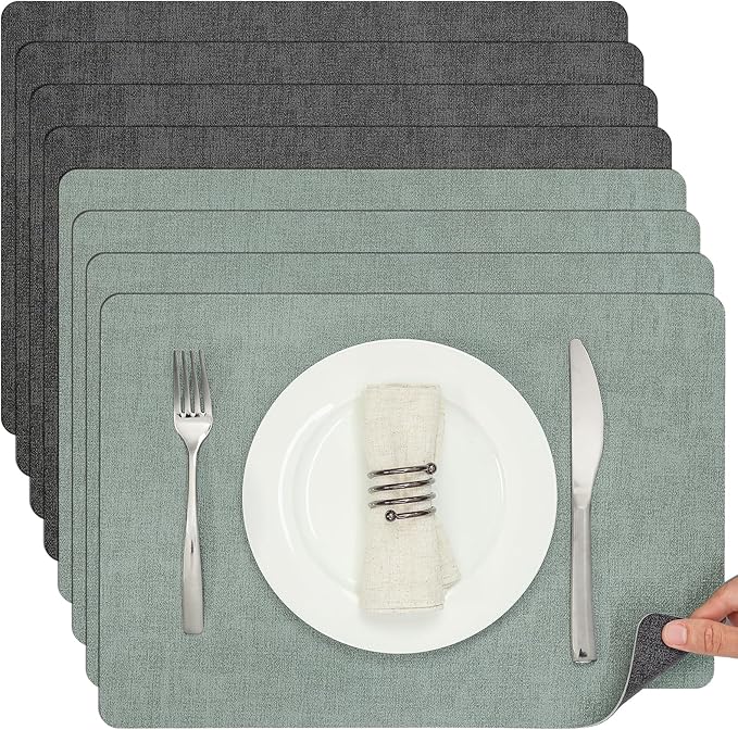 Myir JUN Dual Sided Faux Leather Placemats Set of 8 by MyirJUN