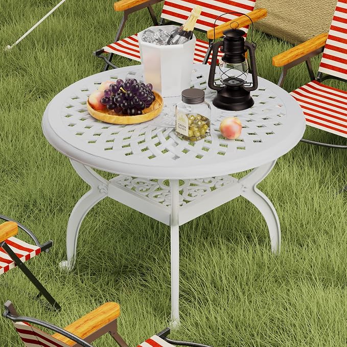 Cast Aluminum Outdoor Side Table, All Weather Round Bistro Table, Outdoor - Image 2