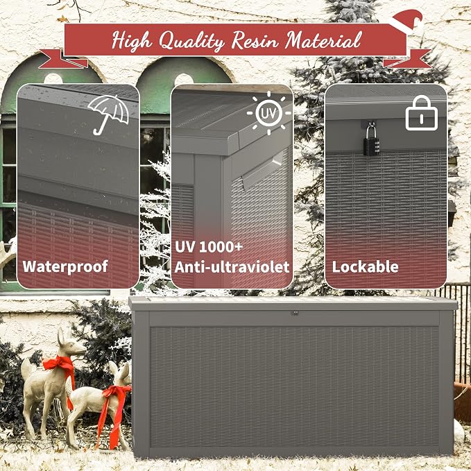 KAMABOKO 260 Gallon Outdoor Storage Box, Resin Deck Boxes Indoor and outdoor - Image 6