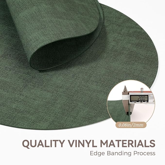 13" Round Placemats Set of 6, Reversible Faux Leather Heat Resistant Table Mats - Image 5