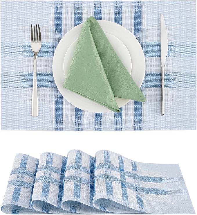 Leetaltree Geometric Print Blue Placemats Set of 4 by Leetaltree-ArtatEveryTable