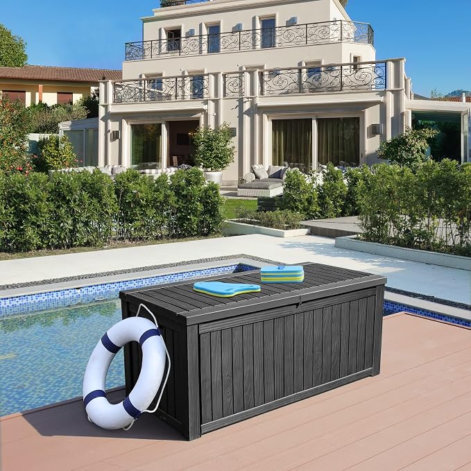 YITAHOME 150 Gallon Large Deck Box w/Divider, XL Waterproof Outdoor Storage - Image 2