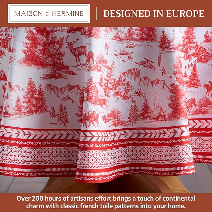 Maison d' Hermine Table Cloth Round Table 100% Cotton 63 Inches Fall Tablecloth - Image 2