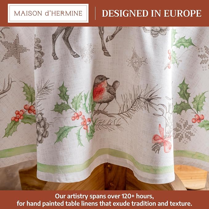 Maison d' Hermine Table Cloth Round Table 100% Cotton 63 Inches Fall Tablecloth - Image 2