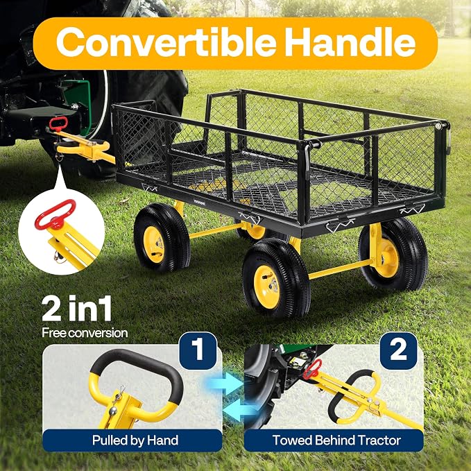 VIVOHOME Garden Cart Steel Heavy Duty 900 LBS Yard and Garden Wagon - Image 6
