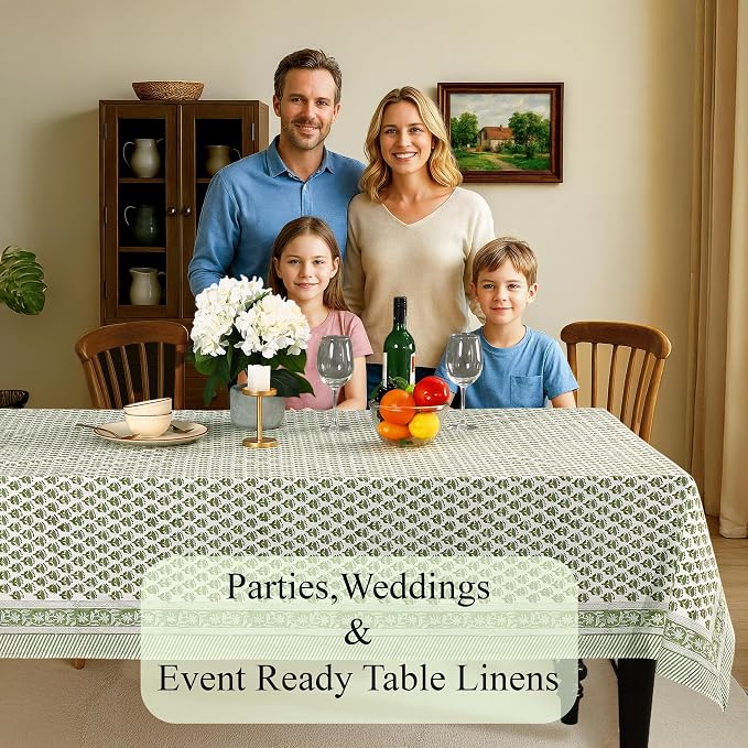 CPC Cotton Tablecloth 80x120 Inch Rectangle Indian Block Print Tablecloth- - Image 3