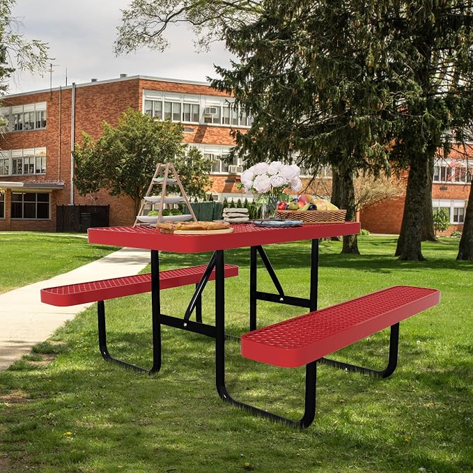 48'' Rectangular Metal Picnic Table - Image 3