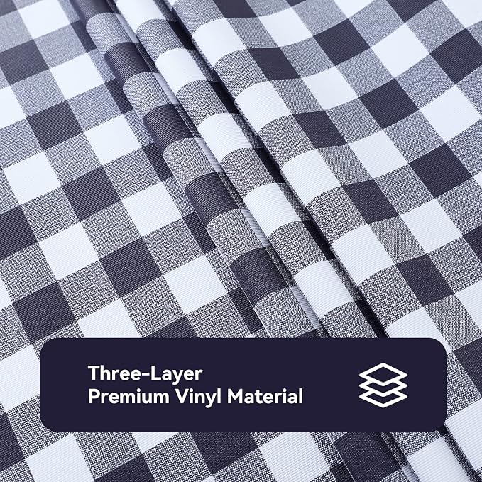 Romanstile Square Vinyl Tablecloth, 100% Waterproof Buffalo Gingham Plastic - Image 6