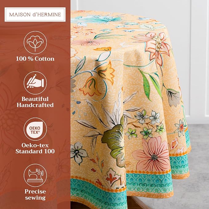 Maison d' Hermine Table Cloth Round Table 100% Cotton 63 Inches Tablecloth - Image 2