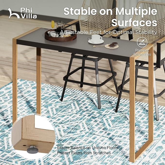 PHI VILLA 3 Piece Outdoor Bar Set, High Top Patio Table and Chairs - Image 6