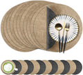 13-Inch Faux Leather Round Placemats Set of 12, Waterproof Anti-Slip Dual Sided by Fyvva