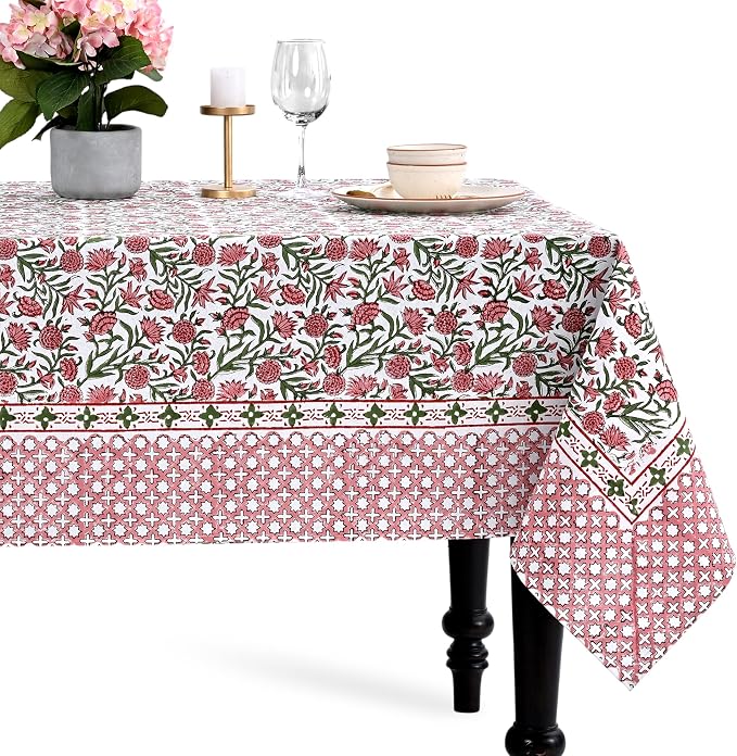 CPC Tablecloth 100% Cotton 70x108 Inch Indian Block Print Rectangle Table Cover by COTTONPRINTCLUB