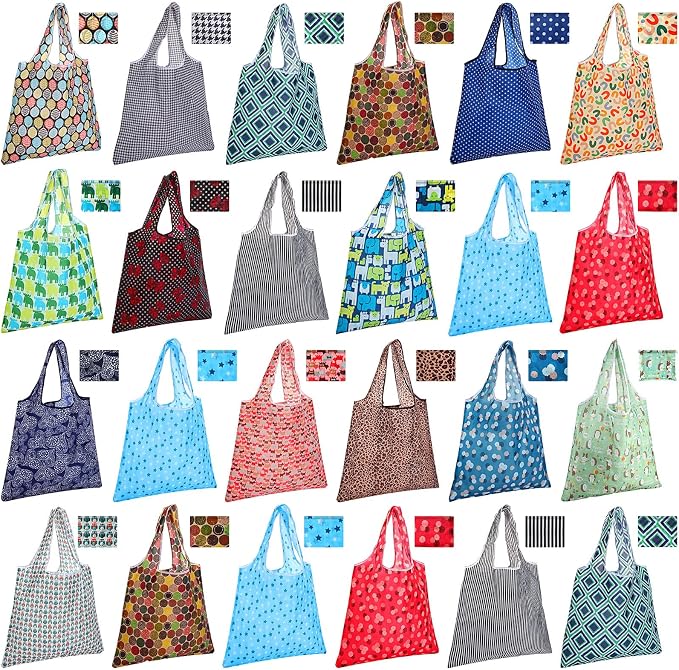 Eccliy 24 Pieces Reusable Grocery Bags Polyester Shopping Bags by Eccliy