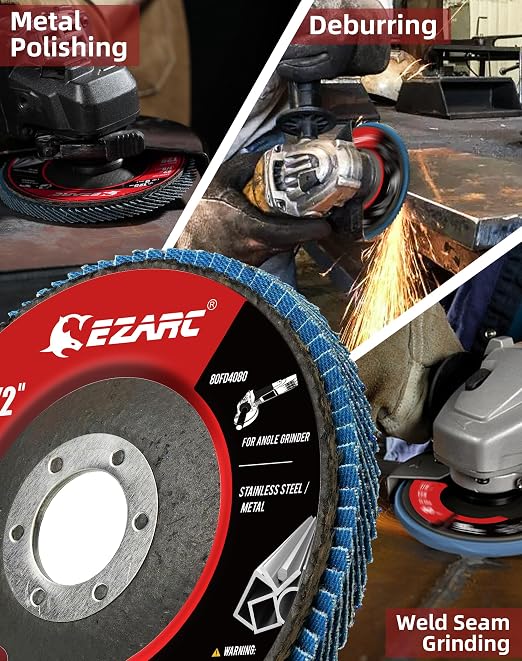 EZARC Flap Discs 60 Grit, 4.5" x 7/8" High Density Jumbo Zirconia Flap Sanding - Image 6
