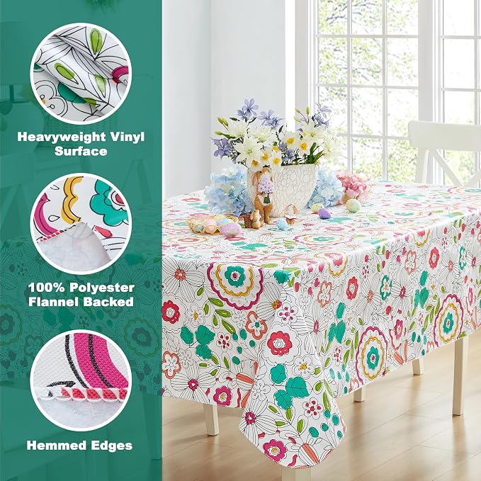 Newbridge Shabby Chic Lily Print 60 x 84 Inch Rectangle Vinyl Flannel Backed - Image 4