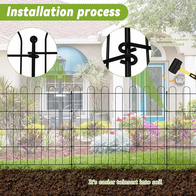 Sunnyglade 10 Panels No Dig Decorative Outdoor Garden Fence - Image 3