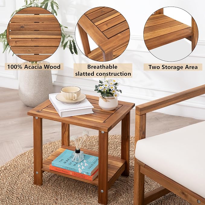 Double Adirondack Side Table, Weather-Resistant Rectangular End Table - Image 7
