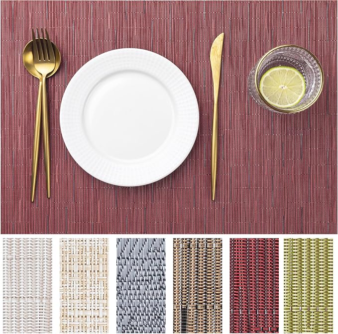 LEXMORE Placemats Set of 6 Vinyl/Plastic Woven Place Mats by lexmore
