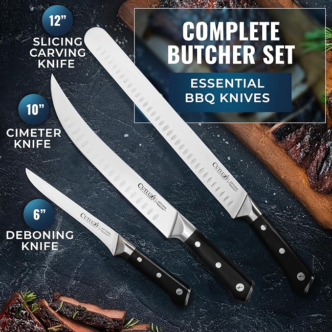 Cutluxe Butcher Knife Set – BBQ Brisket, Breaking & Boning Knife – Slicing - Image 4