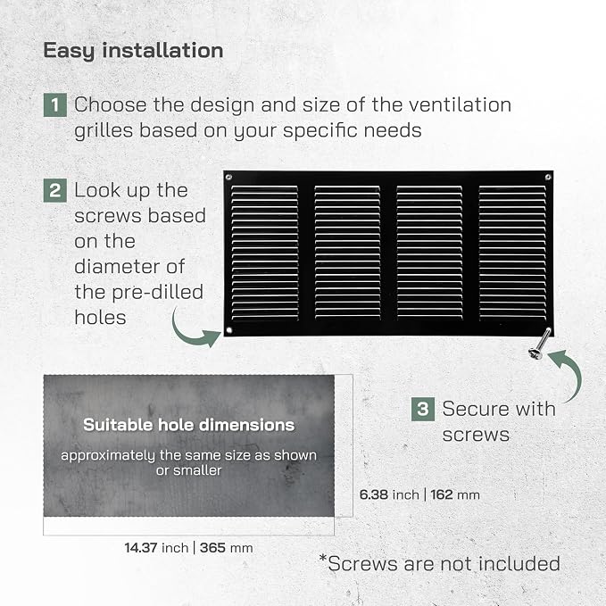 Vent Systems 16" x 8" Inch Black Metal Air Vent Cover - Image 4