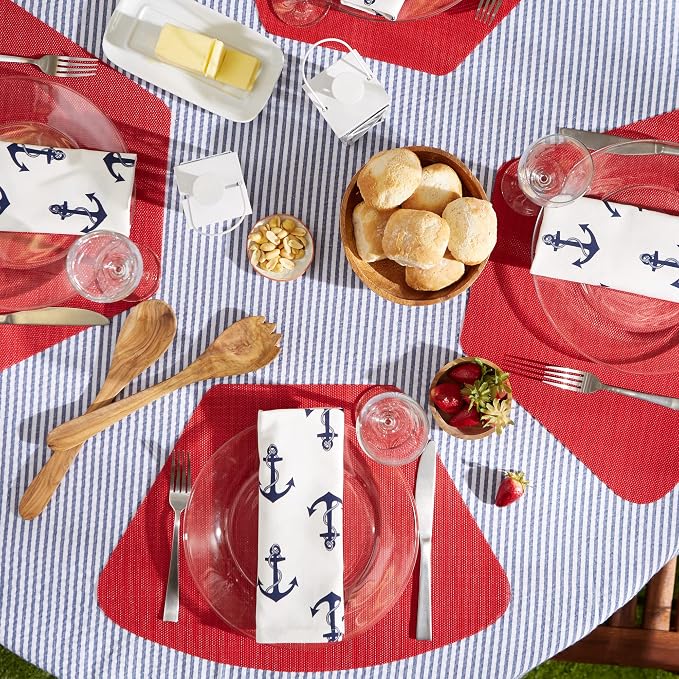 DII PVC Tabletop Collection Woven Indoor/Outdoor, Wedge Placemat Set, Tango Red - Image 3