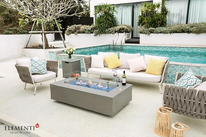Elementi+ | Bundle Meteora Gas Fire Pit Cast Concrete 56" Rectangular Fire Table - Image 5