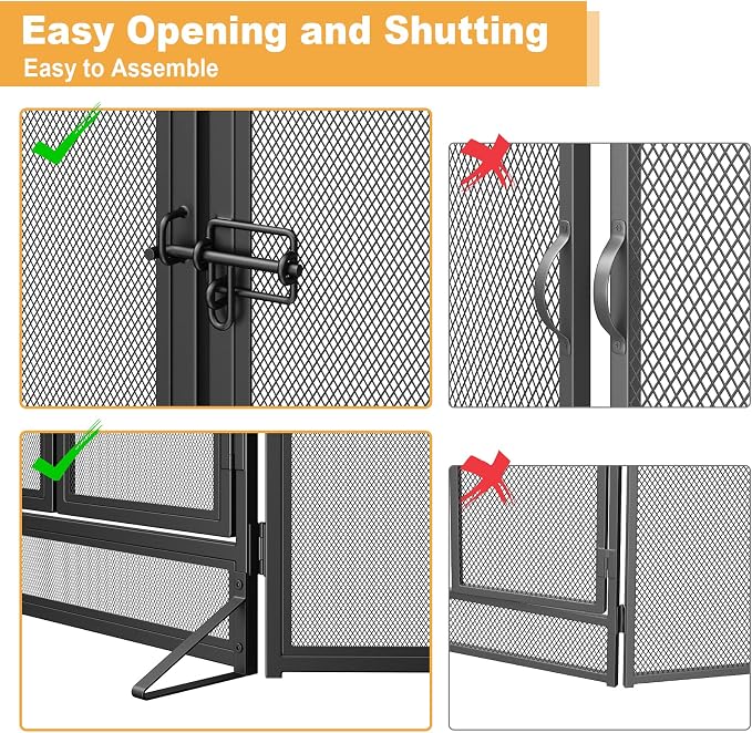 Mr IRONSTONE 3 Panel Fireplace Screen 51.5" W x 32.5" H Modern Foldable - Image 5