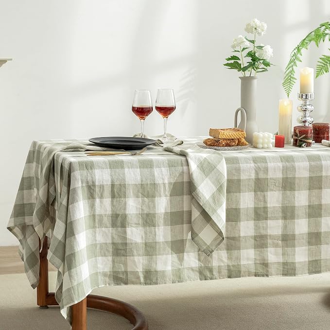 EVERLY 100% Yarn-Dyed Linen Rectangle Tablecloths 60x84Inches - Image 4