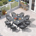 PURPLE LEAF 9 Pieces Outdoor Dining Set All-Weather PE Rattan Outdoor Patio by PURPLELEAF