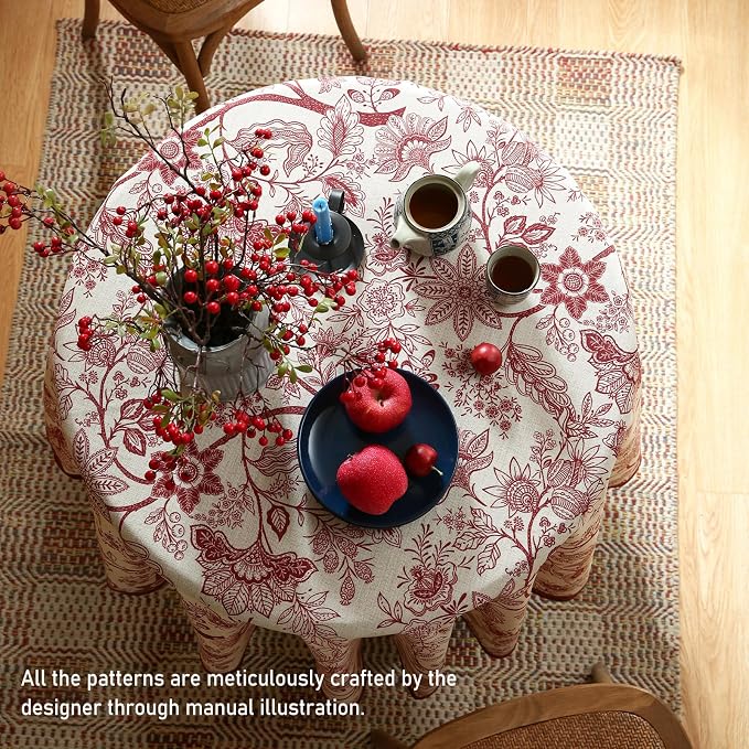 ISAENNE Designer French Linen Round Tablecloth, Durable Home Decor Tablecloths - Image 6