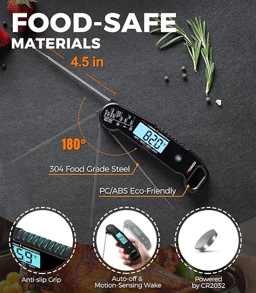 Atogou Professional Food & Meat Thermometer, 1 Sec Instant Read & ±0.5℉ Accuracy - Image 8